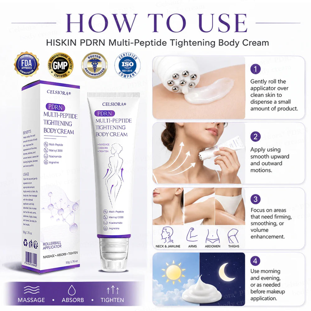 ❤FDA Official: Celsiora® PDRN Multi-Peptide Massaging Body Roller Cream- Anti-aging, Hydrating, Skin Firming & Lifting, Skin Repair, Even Tone, Acne and Dark Spot Treatment, Wart and Mole Removal, and Psoriasis Relief.