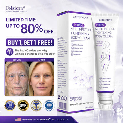 ❤FDA Official: Celsiora® PDRN Multi-Peptide Massaging Body Roller Cream- Anti-aging, Hydrating, Skin Firming & Lifting, Skin Repair, Even Tone, Acne and Dark Spot Treatment, Wart and Mole Removal, and Psoriasis Relief.