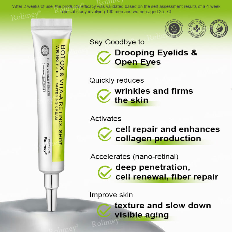 🏅👨‍⚕️Made and shipped from the USA 💫Rolimey® Botox & Vita-A Retinol Shot Wrinkle-Lift Tightening cream - Last Day Promotion 70% OFF