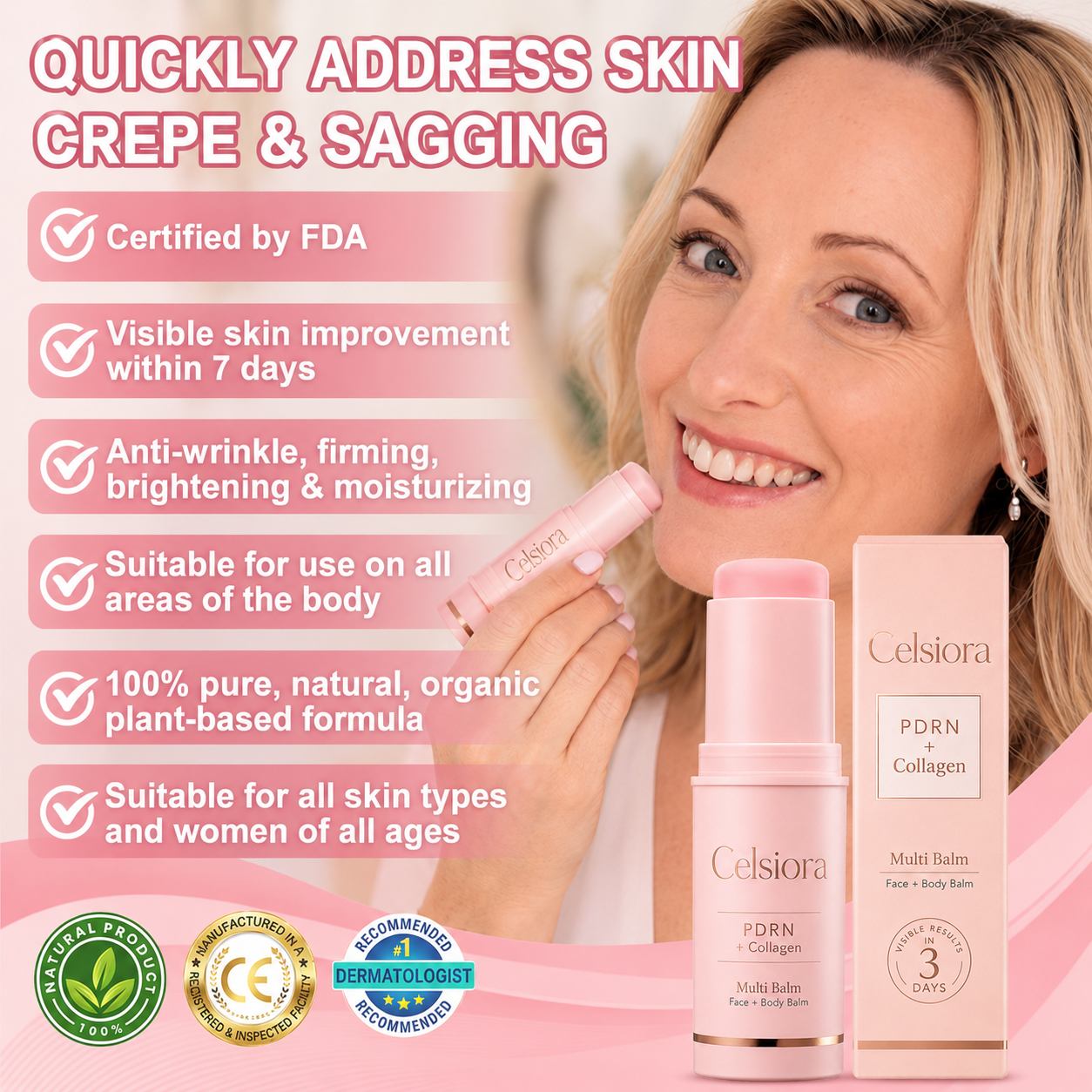 👩‍⚕️💙Made and shipped from USA 💫Celsiora® PDRN + Collagen Wrinkle-Lift Tightening Serum Stick - Last Day Promotion 70% OFF